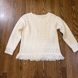 Elsamanda Sweater Womens L Off White Cable Knit Wool Alpaca Blend Italy M Medium